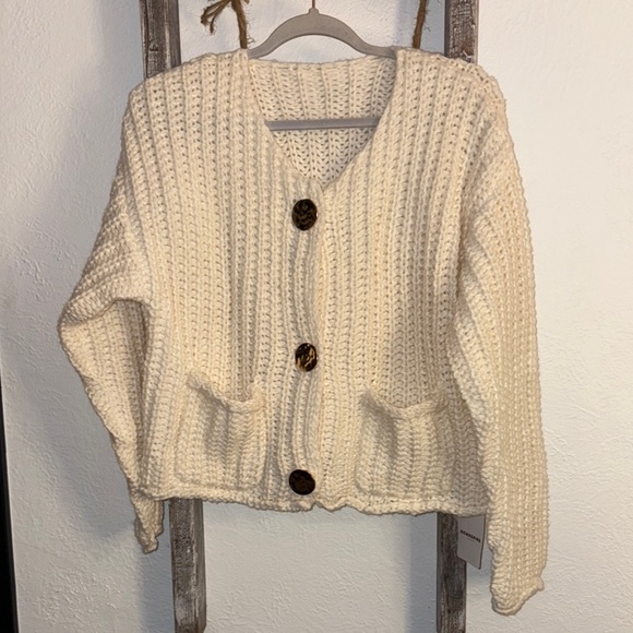 Cozy Cream Knit Cardigan Sweater - Picture 1 of 4